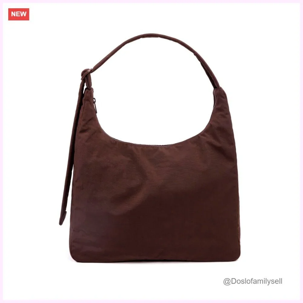 Large Recycled Nylon Shoulder Bag with Adjustable Strap and Zip Pocket